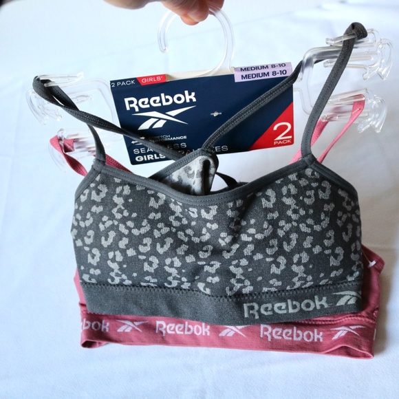 New REEBOK Girls Seamless Bralettes Bra Pack of 2 Size Medium (8-10) Pink Grey - Picture 5 of 6